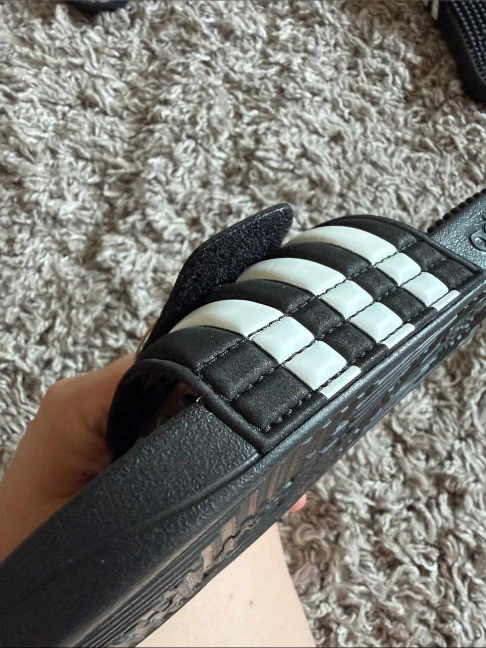 Adidas Adissage Velcro Slides Black/White (F35580) - Men's 5